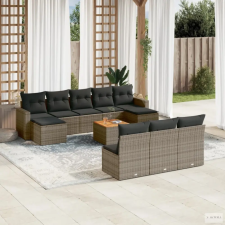 vidaXL 11 részes szürke polyrattan kerti ülőgarnitúra párnákkal kerti bútor