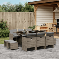 vidaXL 11 részes szürke polyrattan kerti ülőgarnitúra párnákkal kerti bútor