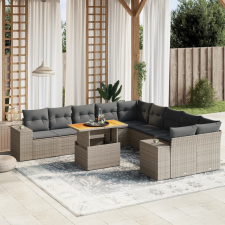 vidaXL 11 részes szürke polyrattan kerti ülőgarnitúra párnákkal kerti bútor