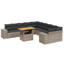 vidaXL 11 részes szürke polyrattan kerti ülőgarnitúra párnákkal kerti bútor