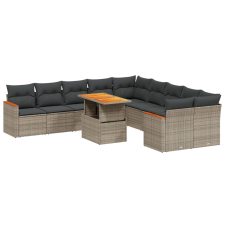 vidaXL 11 részes szürke polyrattan kerti ülőgarnitúra párnákkal kerti bútor