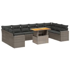 vidaXL 11 részes szürke polyrattan kerti ülőgarnitúra párnákkal kerti bútor