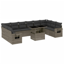 vidaXL 11 részes szürke polyrattan kerti ülőgarnitúra párnákkal kerti bútor