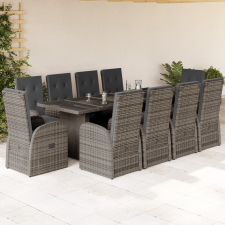 vidaXL 11 részes szürke polyrattan kerti ülőgarnitúra párnákkal kerti bútor