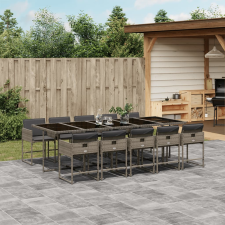 vidaXL 11 részes szürke polyrattan kerti ülőgarnitúra párnákkal kerti bútor