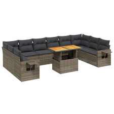 vidaXL 11 részes szürke polyrattan kerti ülőgarnitúra párnákkal kerti bútor