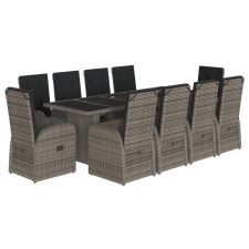 vidaXL 11 részes szürke polyrattan kerti ülőgarnitúra párnákkal kerti bútor