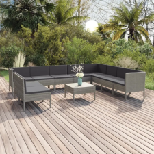 vidaXL 11 részes szürke polyrattan kerti ülőgarnitúra párnákkal kerti bútor