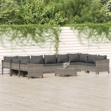 vidaXL 11 részes szürke polyrattan kerti ülőgarnitúra párnákkal kerti bútor