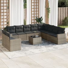 vidaXL 11 részes szürke polyrattan kerti ülőgarnitúra párnákkal kerti bútor
