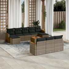 vidaXL 11 részes szürke polyrattan kerti ülőgarnitúra párnákkal kerti bútor