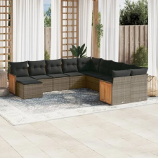 vidaXL 11 részes szürke polyrattan kerti ülőgarnitúra párnákkal kerti bútor