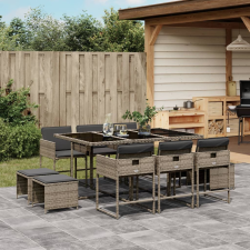 vidaXL 11 részes szürke polyrattan kerti ülőgarnitúra párnákkal kerti bútor