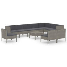 vidaXL 11 részes szürke polyrattan kerti ülőgarnitúra párnákkal (3094454) kerti bútor
