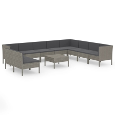 vidaXL 11 részes szürke polyrattan kerti ülőgarnitúra párnákkal (3094474) kerti bútor