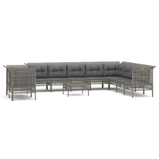 vidaXL 11 részes szürke polyrattan kerti ülőgarnitúra párnákkal (3187536) kerti bútor