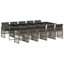 vidaXL 11 részes szürke polyrattan kerti ülőgarnitúra párnákkal (3210752) kerti bútor