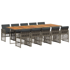 vidaXL 11 részes szürke polyrattan kerti ülőgarnitúra párnákkal (3210758) kerti bútor