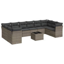 vidaXL 11 részes szürke polyrattan kerti ülőgarnitúra párnákkal (3218210) kerti bútor