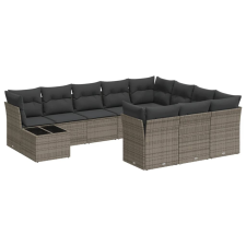 vidaXL 11 részes szürke polyrattan kerti ülőgarnitúra párnákkal (3218260) kerti bútor