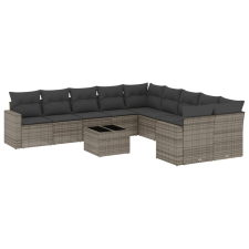vidaXL 11 részes szürke polyrattan kerti ülőgarnitúra párnákkal (3219510) kerti bútor