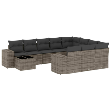 vidaXL 11 részes szürke polyrattan kerti ülőgarnitúra párnákkal (3223129) kerti bútor