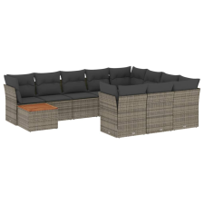 vidaXL 11 részes szürke polyrattan kerti ülőgarnitúra párnákkal (3223848) kerti bútor