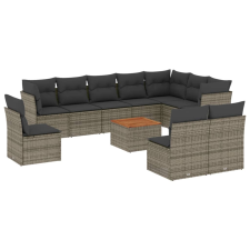 vidaXL 11 részes szürke polyrattan kerti ülőgarnitúra párnákkal (3224177) kerti bútor