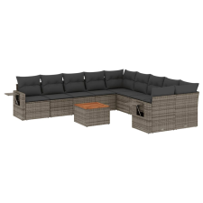 vidaXL 11 részes szürke polyrattan kerti ülőgarnitúra párnákkal (3224758) kerti bútor