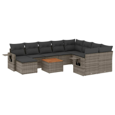 vidaXL 11 részes szürke polyrattan kerti ülőgarnitúra párnákkal (3224856) kerti bútor