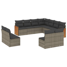 vidaXL 11 részes szürke polyrattan kerti ülőgarnitúra párnákkal (3227768) kerti bútor