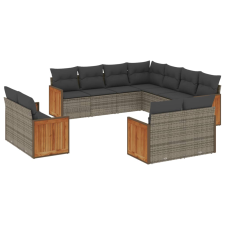 vidaXL 11 részes szürke polyrattan kerti ülőgarnitúra párnákkal (3228181) kerti bútor