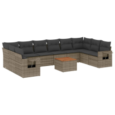 vidaXL 11 részes szürke polyrattan kerti ülőgarnitúra párnákkal (3257068) kerti bútor