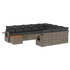 vidaXL 11 részes szürke polyrattan kerti ülőgarnitúra párnákkal (3257082) kerti bútor