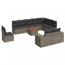 vidaXL 11 részes szürke polyrattan kerti ülőgarnitúra párnákkal (3257831) kerti bútor