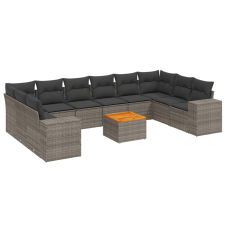 vidaXL 11 részes szürke polyrattan kerti ülőgarnitúra párnákkal (3257950) kerti bútor