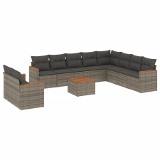 vidaXL 11 részes szürke polyrattan kerti ülőgarnitúra párnákkal (3258525) kerti bútor