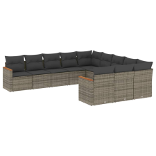 vidaXL 11 részes szürke polyrattan kerti ülőgarnitúra párnákkal (3258833) kerti bútor