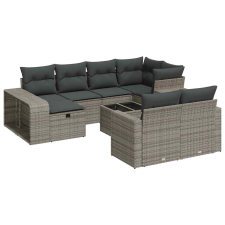 vidaXL 11 részes szürke polyrattan kerti ülőgarnitúra párnákkal (3326074) kerti bútor
