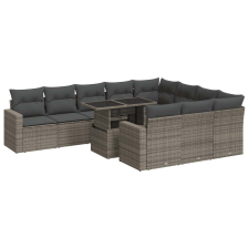 vidaXL 11 részes szürke polyrattan kerti ülőgarnitúra párnákkal (3326391) kerti bútor