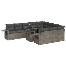 vidaXL 11 részes szürke polyrattan kerti ülőgarnitúra párnákkal (3326551) kerti bútor