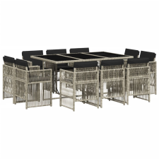 vidaXL 11 részes világosszürke polyrattan kerti ülőgarnitúra párnákkal kerti bútor