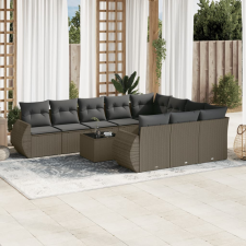 vidaXL 11 részes világosszürke polyrattan kerti ülőgarnitúra párnákkal kerti bútor