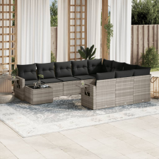 vidaXL 11 részes világosszürke polyrattan kerti ülőgarnitúra párnákkal kerti bútor