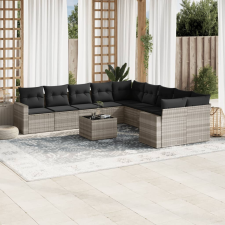 vidaXL 11 részes világosszürke polyrattan kerti ülőgarnitúra párnákkal kerti bútor