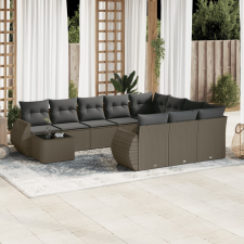vidaXL 11 részes világosszürke polyrattan kerti ülőgarnitúra párnákkal kerti bútor