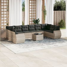 vidaXL 11 részes világosszürke polyrattan kerti ülőgarnitúra párnákkal kerti bútor