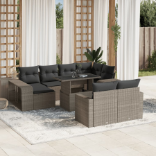 vidaXL 11 részes világosszürke polyrattan kerti ülőgarnitúra párnákkal kerti bútor