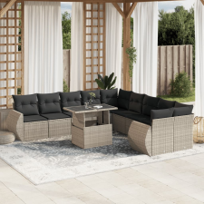 vidaXL 11 részes világosszürke polyrattan kerti ülőgarnitúra párnákkal kerti bútor