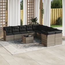 vidaXL 11 részes világosszürke polyrattan kerti ülőgarnitúra párnákkal kerti bútor